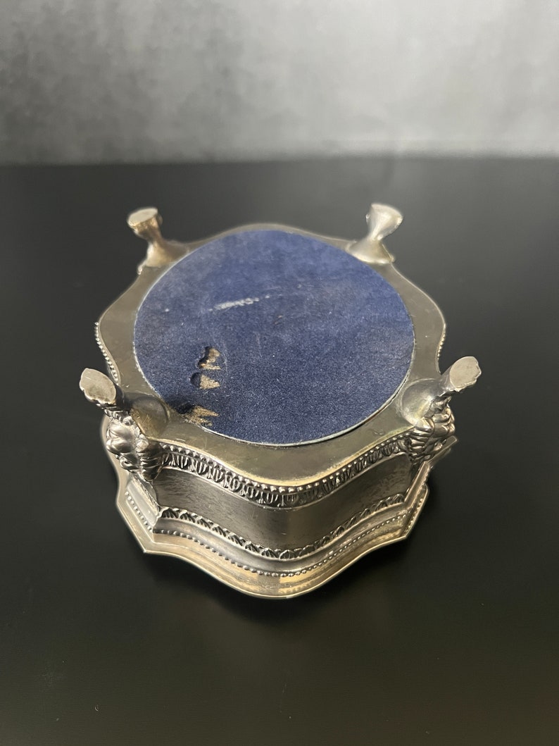 Vintage Lion Head Jewelry Box Silverplate Metal Jewelry Casket With