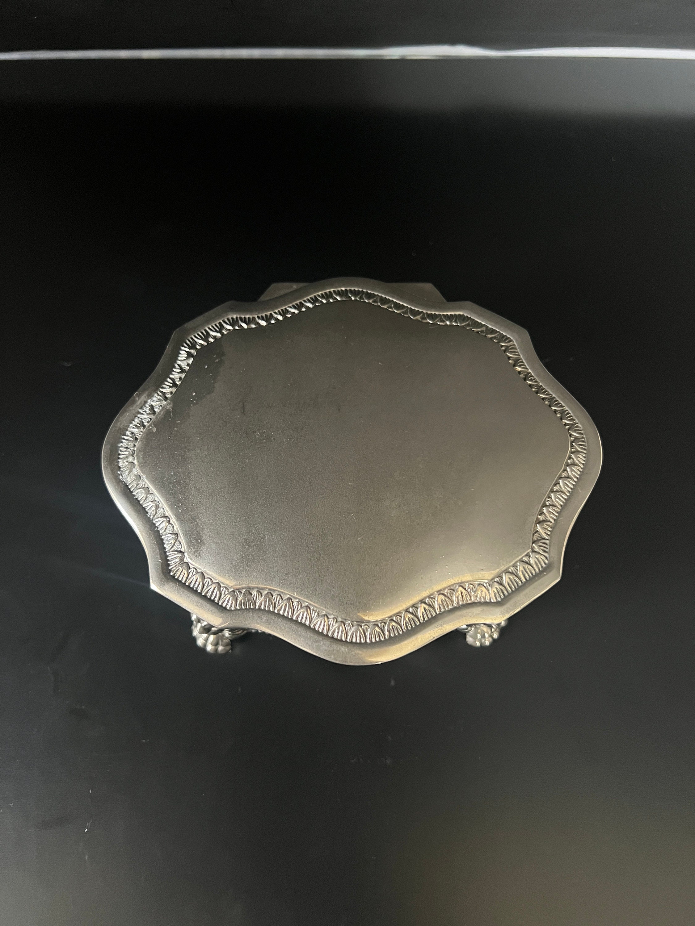 Vintage Lion Head Jewelry Box Silverplate Metal Jewelry Casket With