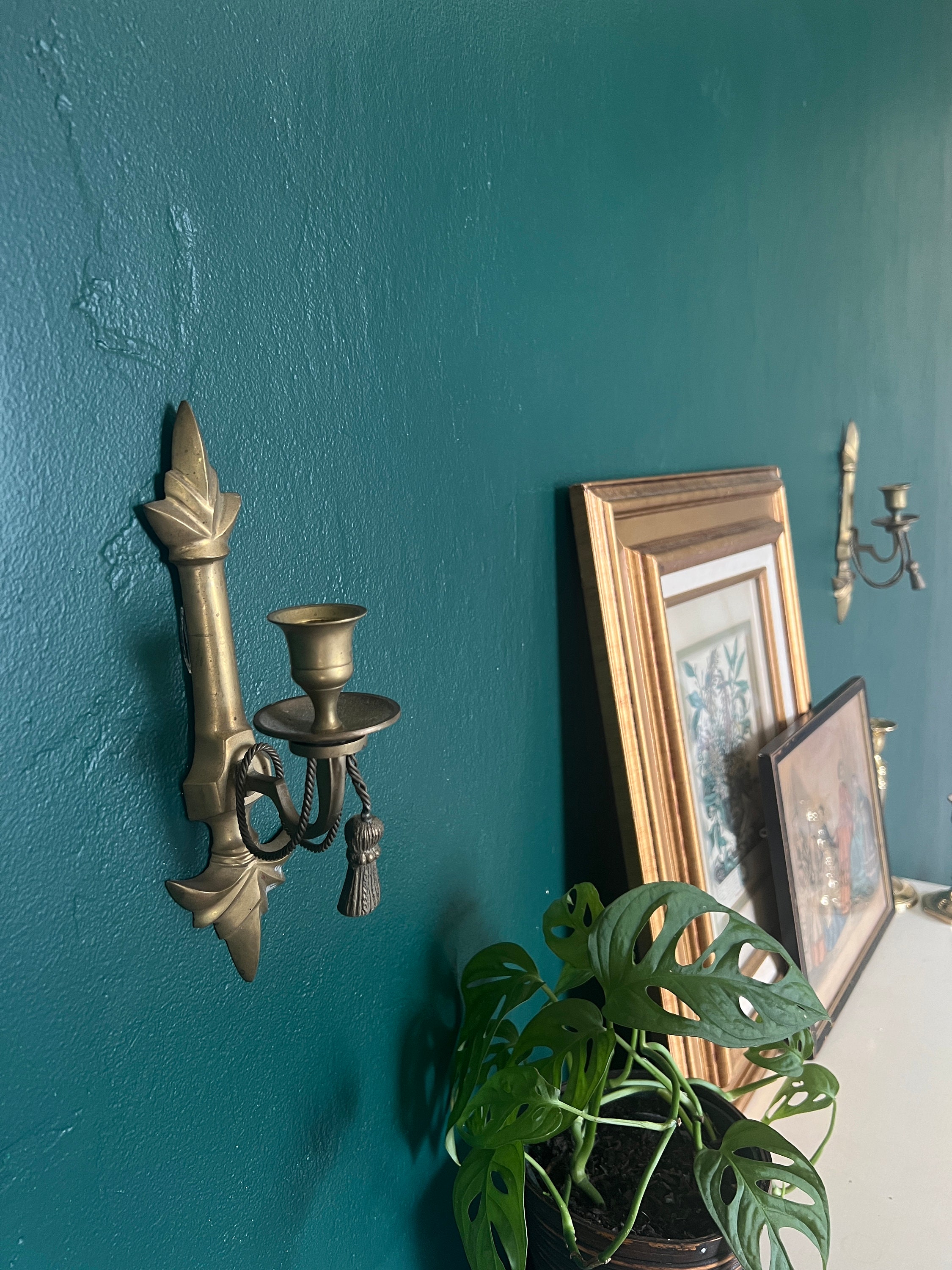 Pair Americana Solid Brass Wall Sconces Candlestick Holders Etsy