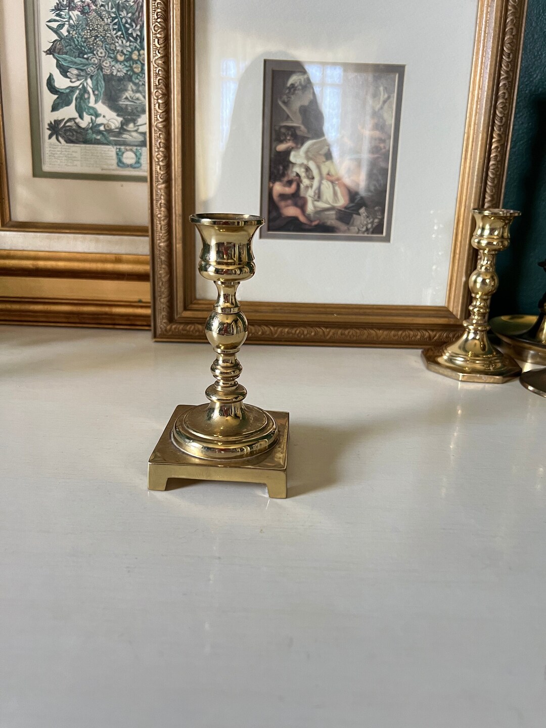 Vintage Baldwin Brass Candlestick Holder 5 Square Base Etsy