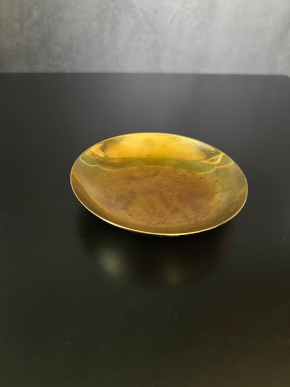 Vintage Solid Brass Ring Dish Gold Tone - image 4