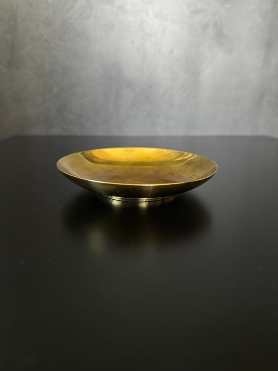 Vintage Solid Brass Ring Dish Gold Tone