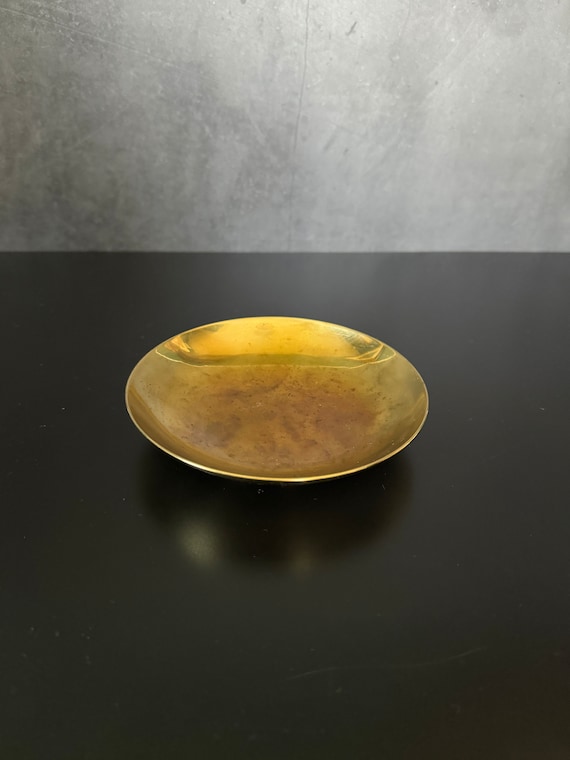 Vintage Solid Brass Ring Dish Gold Tone - image 2