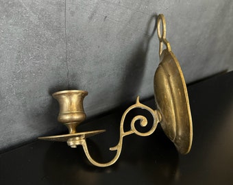 Small Solid Brass Wall Sconce Candlestick Holders Vintage | Colonial Williamsburg Brass Wall Sconce Candle Holder