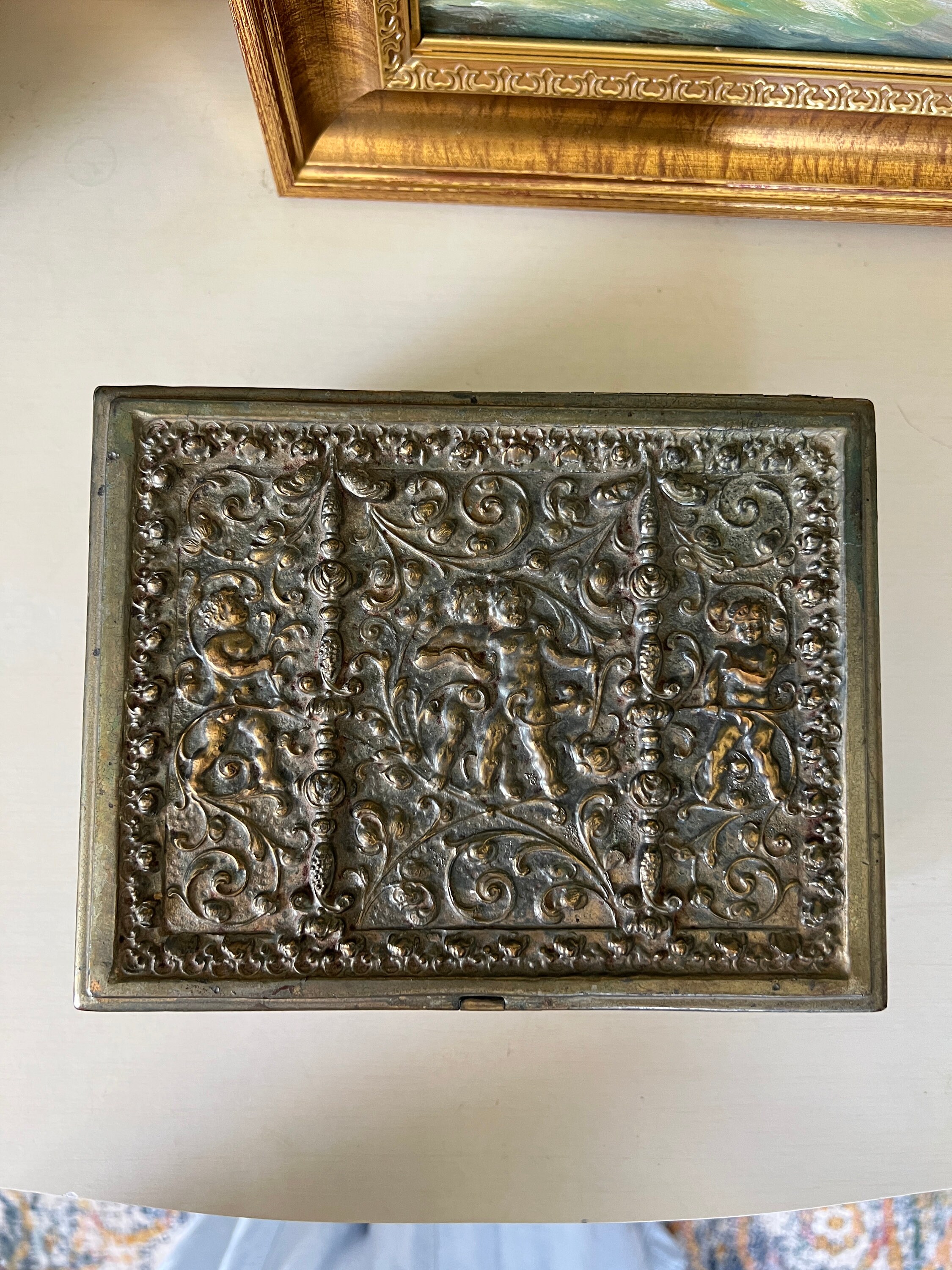 Antique Metal Chest Box Golden Bronze Very Heavyweight With Etsy