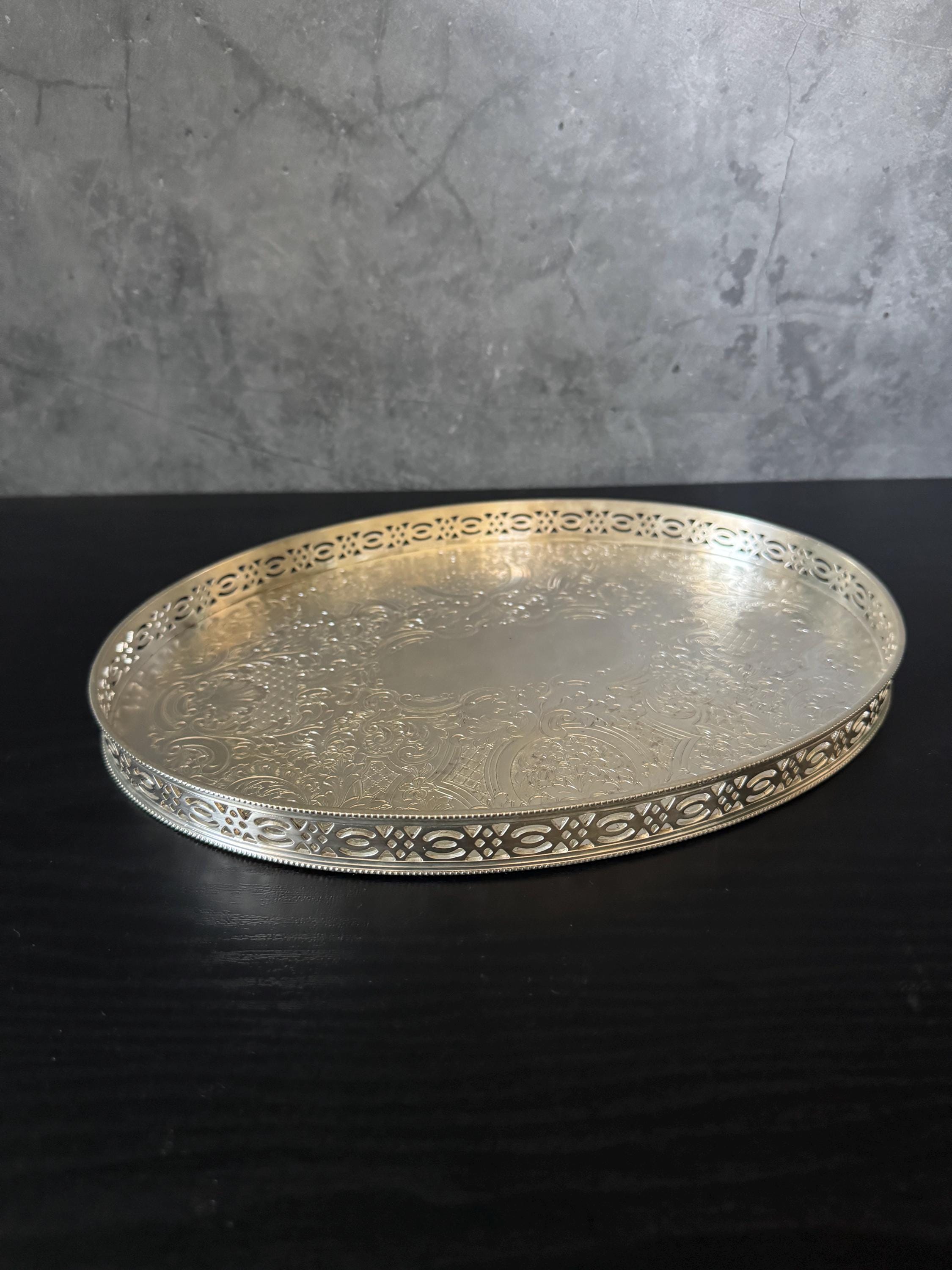 【英国銀器Barker Ellis】ギャラリートレー オーバル型 46cm Barker Ellis Tray - Etsy