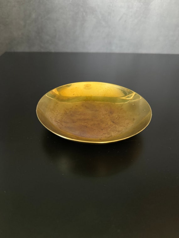 Vintage Solid Brass Ring Dish Gold Tone - image 5
