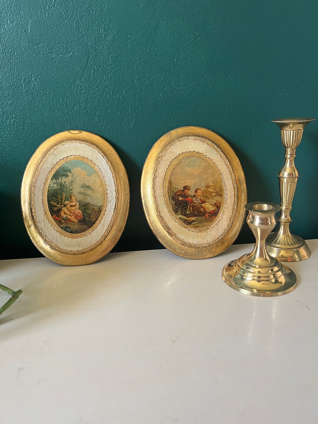Oval Florentine Italy Wall Plaques Set Of2 Italian Gilded Florentine