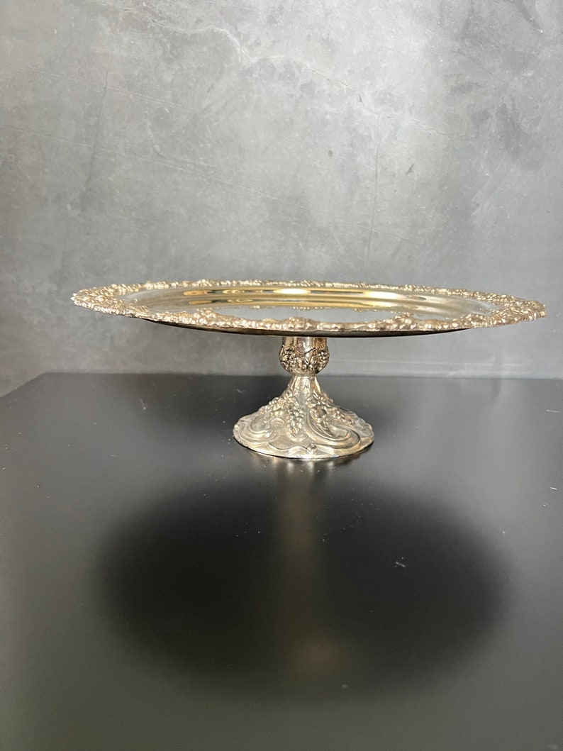 Vintage Silverplated Cake Stand Ornate Embossing of Etsy