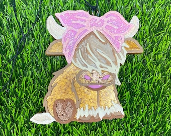 Highland Cow Car Freshie, Cow Car Air Freshener, Cow Car Decor, Cow Car Accessories, Highland Cow Decor, Cow Car Charm, Cow Gift Ideas *RTS*