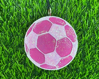 Pink Soccer Ball Car Freshie, Hanging or Vent Clip, Soccer Car Air Freshener, Soccer Car Decor, Soccer Ball Car Accessories