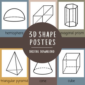 3D Form Poster, Mathe Poster, Geometrie, Klassenzimmer Dekor