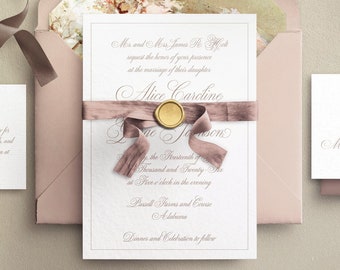 GWENDOLEN | Elegant Calligraphy Traditional Wedding Invitation | Elegant Wedding Stationery Suite | Printed Stationery