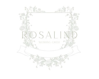 Rosalind | écusson de mariage vintage fleurs sauvages héritage | Logo numérique sur toile