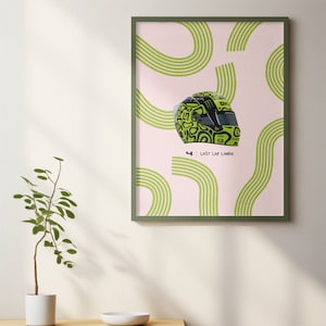 Diseño de casco Pink Lando Norris 2024 / Ilustración de Lando de última vuelta / Arte de pared / Póster de F1 / Mclaren / Descarga digital