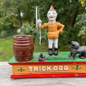 Cast Iron Clown Bank Set - Vintage - Free Shipping