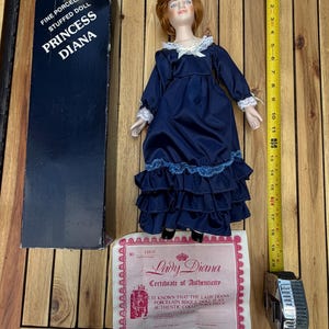 princess diana porcelain doll blue dress value Princess Diana Porcelain Portrait Doll Blue Elegant Dress Franklin Mint