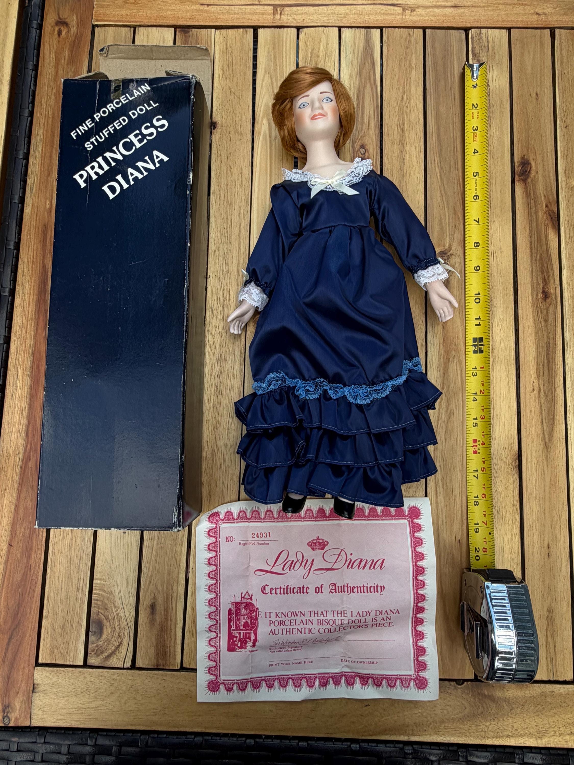 princess diana porcelain doll blue dress of Wales Ashton Drake Tomescu Velvet Gown 19" 1998 Ashton Drake Diana Princess