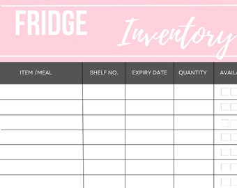 Fridge inventory stock printable / Home Organisation / Food tracking / Stock tracker / Instant Download