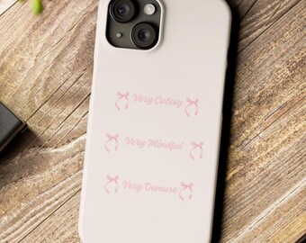 Very Demure Very Cutesy Very Mindful Slim Phone Cases, Very Demure iPhone Case, Coquette Phone Cases, Cutesy Demure Phone Cases, Very Demure