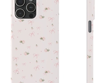 Coquette Aesthetic Phone Case, Coquette iPhone Cases, Cottagecore, Balletcore, Cute Trendy Phone Cases, Pink Roses and Bows Phone Case