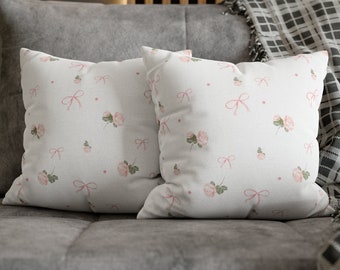 FISWAFY Coquette - Federa per cuscino con fiocco rosa, 45,7 x 45,7 cm