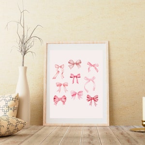Coquette Room Decor Wall Art Print, Balletcore Aesthetic, Cottagecore Home Decor, Pink Bow Ribbon Coquette Room Printable Art