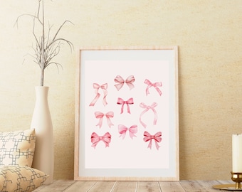 CoOpo Stampa con fiocco rosa cipria, decorazione da parete estetica preppy, decorazione per la stanza degli adolescenti, poster preppy, decorazione per appartamenti universitari, arte pastello per