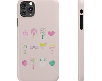 Pickleball Pink Slim Phone Case for iPhone 16 Pro Max, Girly Phone Case, Phone Accessories, Cute Phone Cover, Sports Gift