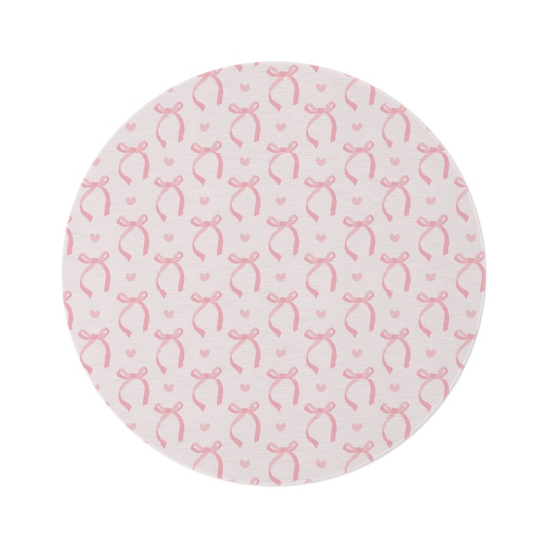 Coquette Pink Bow and Hearts Round Rug Carpet, Coquette Home Decor ...