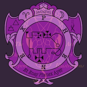 Marqués Phenex Goetic Sigil Información Diseño