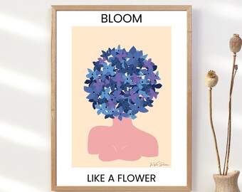 Stampa floreale di donna – Arte murale consapevole (download digitale)