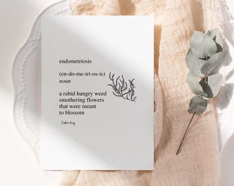 Stampa di poesia sull'endometriosi: arte per la consapevolezza del dolore cronico (download digitale 8 x 10 in JPEG/PDF)