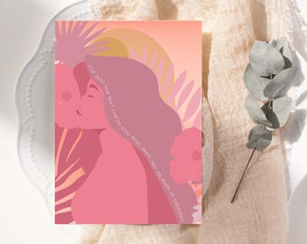 Stampa artistica con citazione sulla menopausa: illustrazione di una donna che dà potere (download digitale)