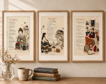 Set di 3 stampe Poetic Remedy, guarigione del bambino interiore, supporto per chi soffre di malattie croniche, pacchetto digitale di stampe artistiche da parete.