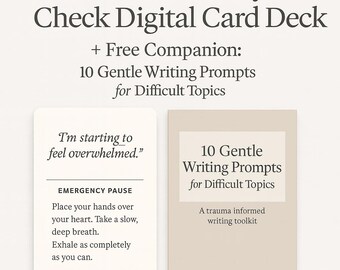Kit di strumenti per la scrittura consapevole del trauma / Schede digitali per il controllo della sicurezza + Suggerimenti delicati / Schede per il radicamento