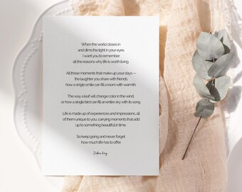 Stampa di poesie ispiratrici: una vita degna di essere vissuta, arte sulla salute mentale (download digitale)