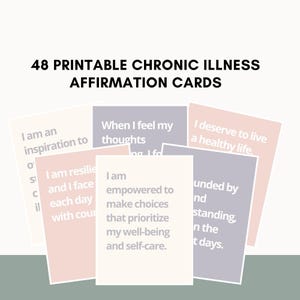 Cartes d'affirmation pour une maladie chronique au format PDF, Cartes de maladie chronique, Affirmations quotidiennes de santé, Cartes de soins personnels, Spoonie à imprimer, Pleine conscience