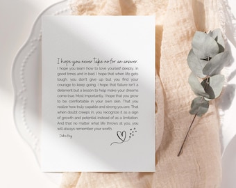 Stampa della poesia "I Hope": arte murale di incoraggiamento all'amor proprio (download digitale)