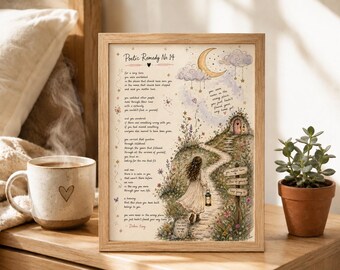 Stampa artistica sulla scoperta di sé, poesia sulla guarigione del bambino interiore, stampa sulla salute mentale, dolci promemoria, decorazione murale con poesia in stile cottagecore, download digitale