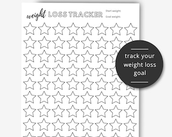 Afdrukbare gewichtsverliestracker Uitgebreid en motiverend fitnessdagboek Voortgangsgrafiek voor het stellen van doelen Directe download