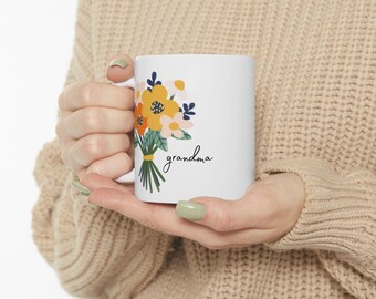 Oma bloemboeket mok cadeau oma