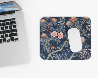 Chinoiserie Bird Mousepad: Elegant Floral Desk Accessory
