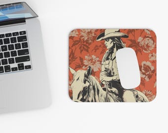 Cowgirl Mousepad: Vintage Floral Western Desk Decor