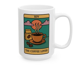Tarot Card Coffee Mug, Witchy Lover Gift, Ceramic Coffee Cup