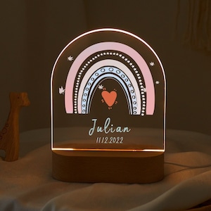 Personalized kids night light with name, night light for baby, christening gift, baby night lamp, colorful rainbow night light