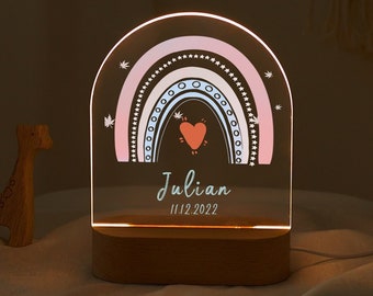 Personalized kids night light with name, night light for baby, christening gift, baby night lamp, colorful rainbow night light