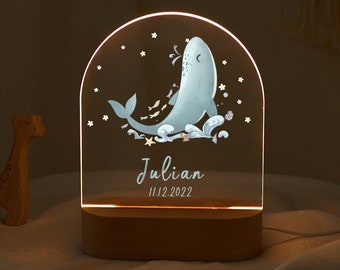 Jolie veilleuse baleine, cadeaux de Noël d'anniversaire pour filles et garçons, cadeaux personnalisés pour chambre de bébé