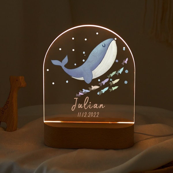 Schattig babynachtlampje voor kinderen, walviskwekerij LED-nachtverlichting, Kawaii nachtlampjes voor baby's jongens meisje, baby peuter slaapkamer decor