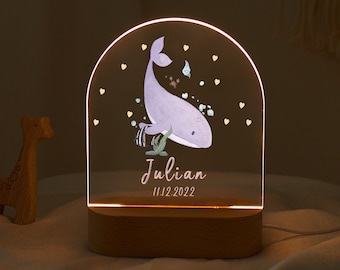 Cute Kawaii Whale Lamp for Bedroom Decor, Whale Night Light with Dimmable, Birthday Gift Ideas for Baby Toddler Children Girls